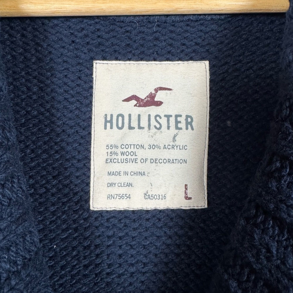 Hollister Boys Navy Cardigan NWT VTG Shawl Collar Holiday Party Grandpa Y2K Lg - Picture 2 of 11